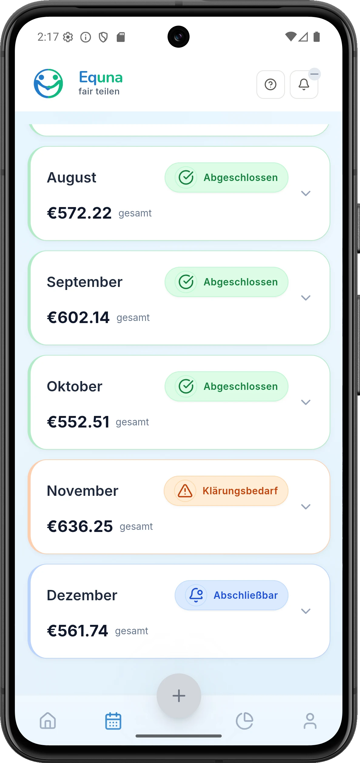 Monat abschließen